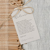 Dove Gray | Chic Script Wedding Welcome Gift Label Cadeaulabel