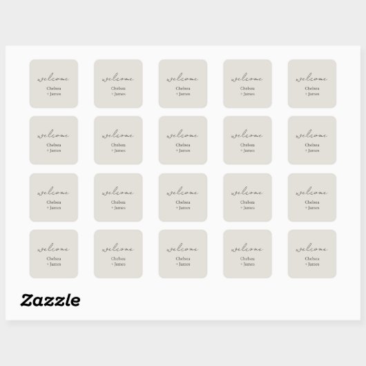 Dove Gray | Chic Script Welkom bruiloft Vierkante Sticker (Vel)
