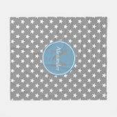 Dove Gray en Carolina Blue Stars Monogram Fleece Deken (Voorkant (Horizontaal))