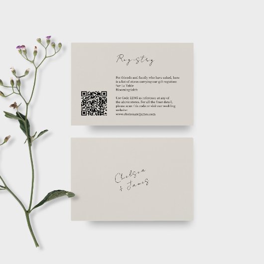 Dove Gray | QR Wedding Registry Enclosure Kaart