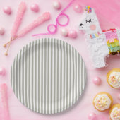Dove Grey and White Cabana Stripes Papieren Bordje (Feest)