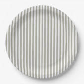 Dove Grey and White Cabana Stripes Papieren Bordje (Voorkant)