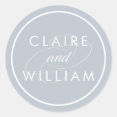 Dove Grey and White Personalized Wedding Ronde Sticker (Voorkant)