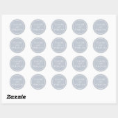 Dove Grey and White Personalized Wedding Ronde Sticker (Vel)