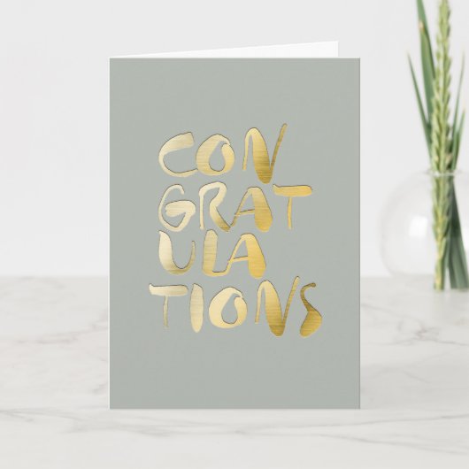 Dove Grey Gold Lettering Gefeliciteerd Kaart (Voorkant)