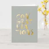 Dove Grey Gold Lettering Gefeliciteerd Kaart (Gele Bloem)