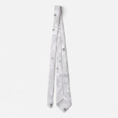 Dove Grey on White Garden Peony Wedding Stropdas (Achterkant)