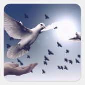 Dove Hand Trust Vierkante Sticker (Voorkant)