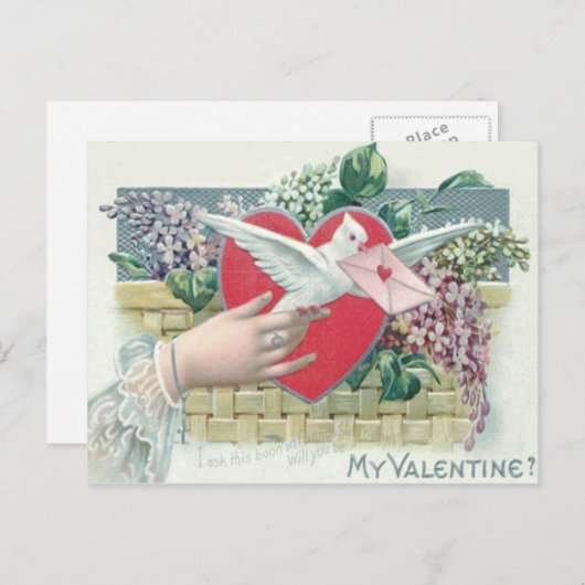 Dove Heart Forget-Me-Not Valentijn Feestdagenkaart (Voorkant / Achterkant)