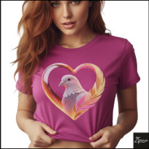 Dove Heart Frame Neon Feather Graphic