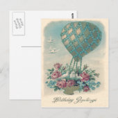 Dove Hete Luchtballon Roos Vergeet-Me-Not Briefkaart (Voorkant / Achterkant)