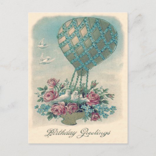 Dove Hete Luchtballon Roos Vergeet-Me-Not Briefkaart (Voorkant)