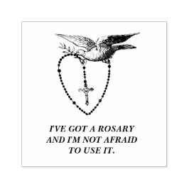 DOVE HOLDING ROSARY CATHOLIC PRAYER VIRGIN MARY RUBBERSTEMPEL