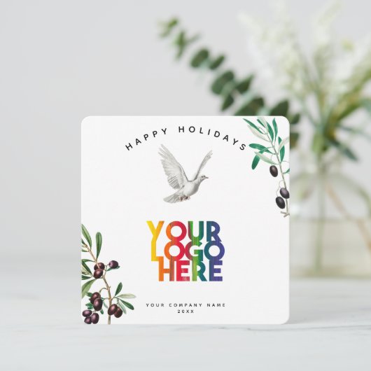 Dove Holiday Business Logo Kerstmis Kaart (Staand voorkant)