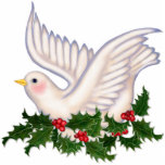 Dove & Holly Peace - Ornament Fotobeeldje Ornament<br><div class="desc">Mooie witte kerstduif op bed van Holly. De duif is een symbool van liefde en vrede. Een perfect symbool voor dit vakantieseizoen. Tekst kan worden aangepast.</div>