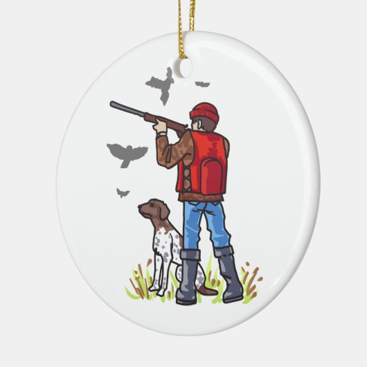 DOVE HUNTER EN DOG KERAMISCH ORNAMENT (Links)