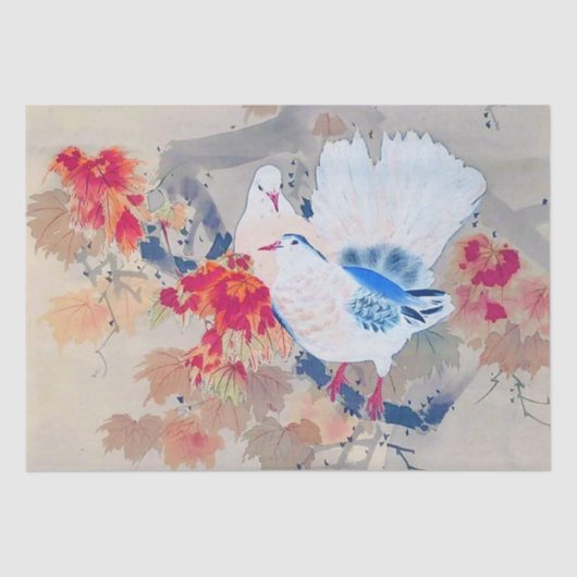Dove in Autumn Leaves, Watanabe Seitei Tissuepapier (Voorkant)