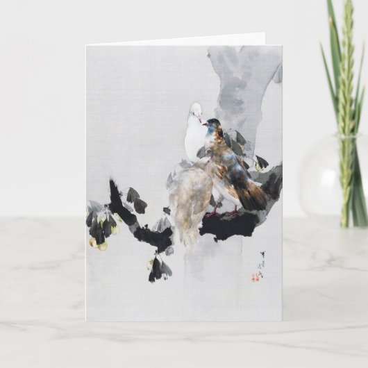 Dove in een boom, Watanabe Seitei Kaart (Voorkant)