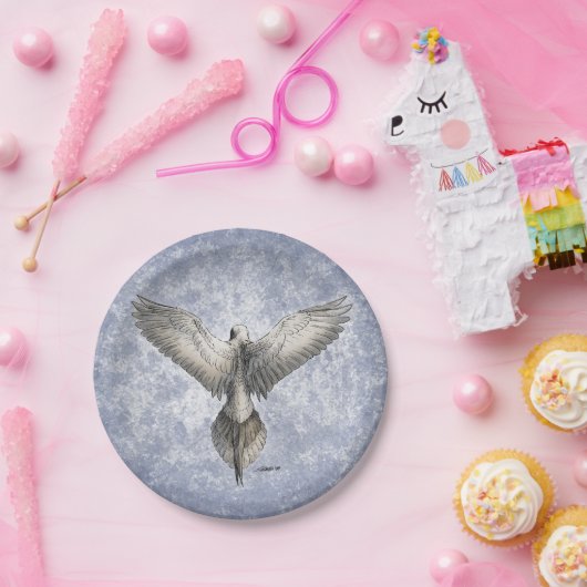 Dove in Flight Natuur Tekening Papieren Bordje (Feest)