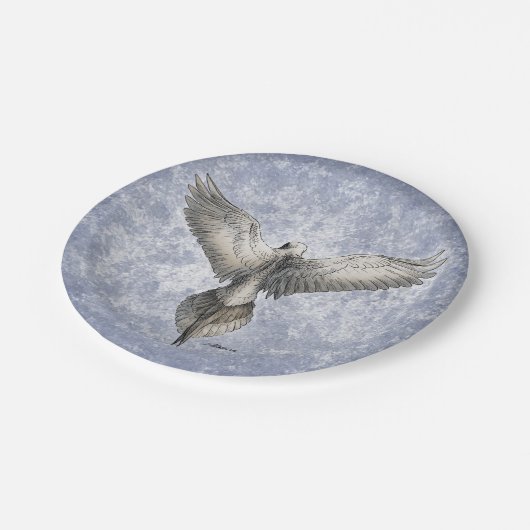 Dove in Flight Natuur Tekening Papieren Bordje (Gekanteld)