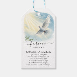 Dove in Sunlight Memorial Funeral Gift Labels Cadeaulabel