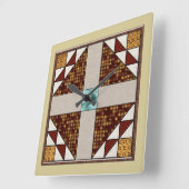 Dove in Window Quilt Block Brown Cream no numbers Vierkante Klok (Hoek)