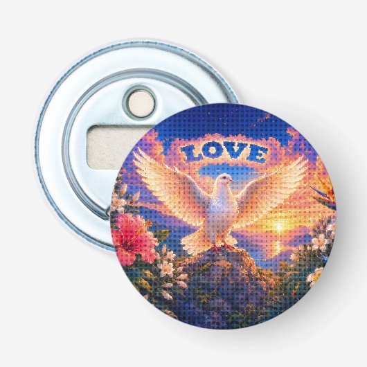 Dove | Liefde boven alles Button Flesopener (Voorkant)