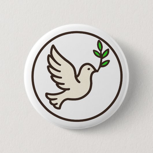 Dove Line-Art Knop Ronde Button 5,7 Cm (Voorkant)