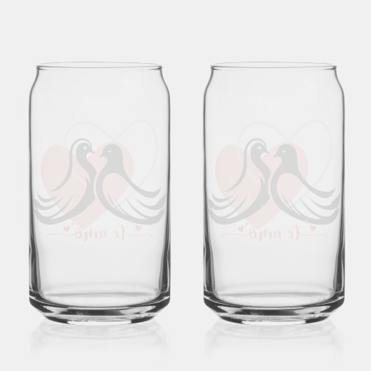 Dove love Drinkware Set Blikvorm Glas (Achterkant)