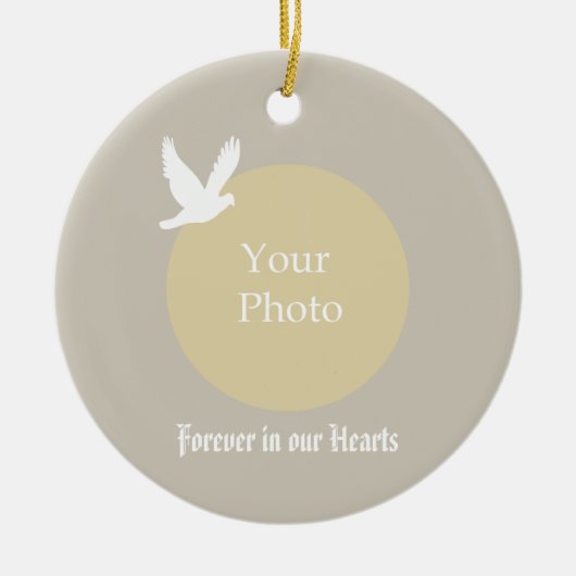 Dove Memorial Kerstornament - In onze harten Keramisch Ornament (Voorkant)