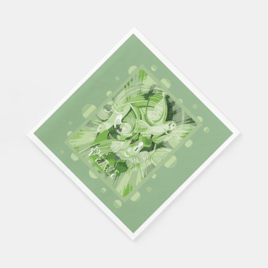 Dove met Keltische Vredestekst in groene tinten Servet (Hoek)