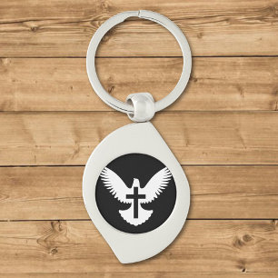 Dove met kruis sleutelhanger