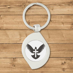 Dove met kruis sleutelhanger