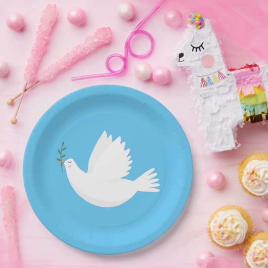 Dove met olijftak papieren bordje (Feest)