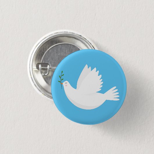 Dove met olijftak ronde button 3,2 cm (Voorkant /achterkant)