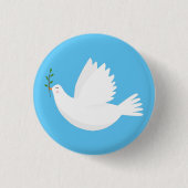 Dove met olijftak ronde button 3,2 cm (Voorkant)