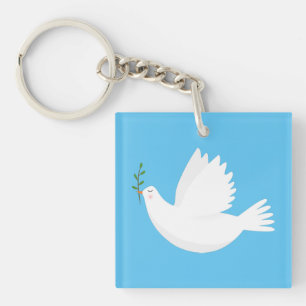 Dove met olijftak sleutelhanger