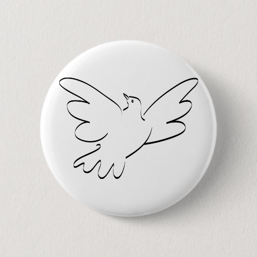 Dove met uitgeruste vleugels ronde button 5,7 cm (Voorkant)