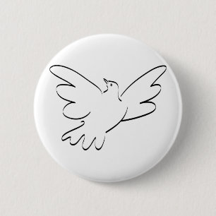 Dove met uitgeruste vleugels ronde button 5,7 cm
