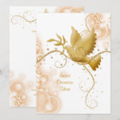 Dove n swirls katholieke bruiloft kaart (Voorkant / Achterkant)