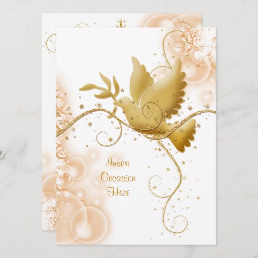 Dove n swirls katholieke bruiloft kaart (Voorkant / Achterkant)