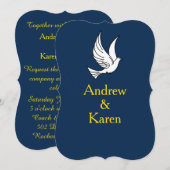 Dove Navy & Gold Wedding Invitation Kaart (Voorkant / Achterkant)
