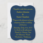 Dove Navy & Gold Wedding Invitation Kaart (Achterkant)