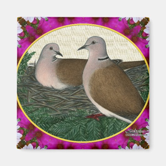 Dove Nest en Flowers Magneet (Voorkant)