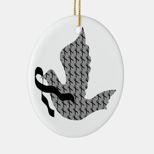 Dove of Hope Black Ribbon - Melanoma Keramisch Ornament (Rechts)