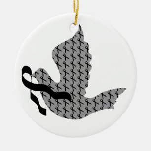 Dove of Hope Black Ribbon - Melanoma Keramisch Ornament