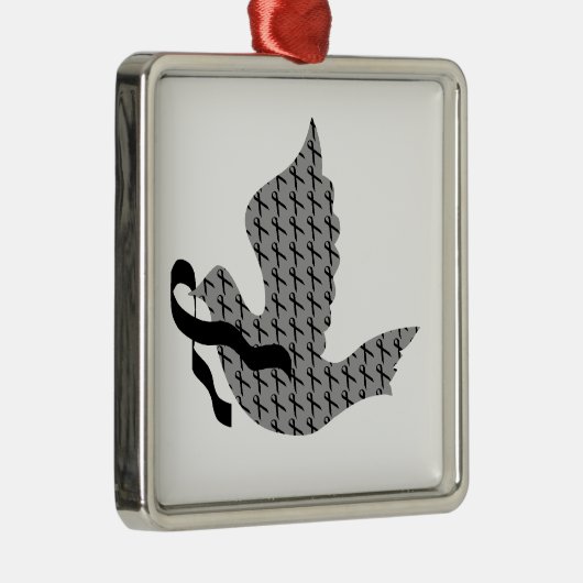 Dove of Hope Black Ribbon - Melanoma Metalen Ornament (Rechts)