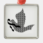 Dove of Hope Black Ribbon - Melanoma Metalen Ornament (Voorkant)
