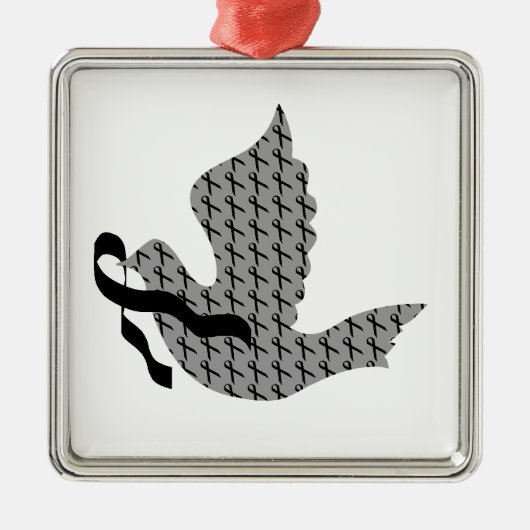 Dove of Hope Black Ribbon - Melanoma Metalen Ornament (Voorkant)