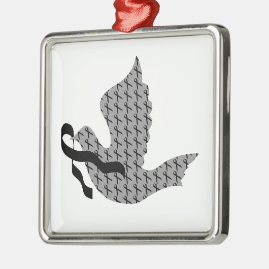 Dove of Hope Black Ribbon - Melanoma Metalen Ornament (Links)